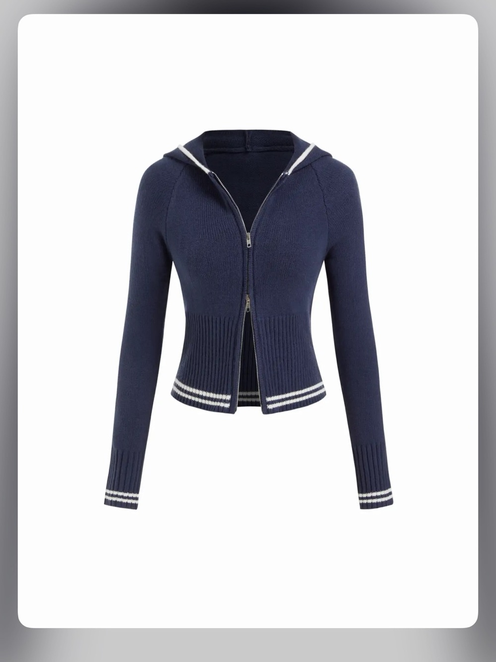 Cider KNIT HOODED LONG SLEEVE CONTRASTING BINDING ZIP THROUGH CARDIGAN S WC15-15